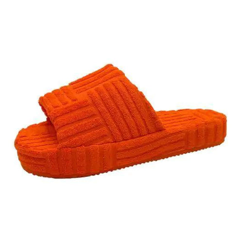 Mandotos ladies' plush slip-on slippers with soft, cozy fabric and slip-on design for comfortable indoor wear