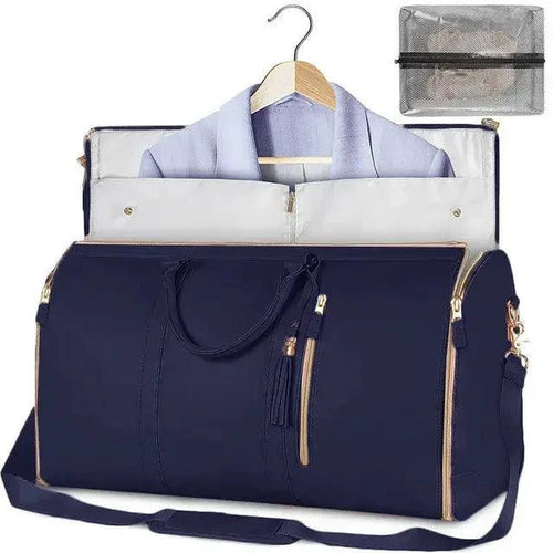 Mandotos ladies' spacious Journey duffle bag with multiple compartments, made of durable material in black with leather accents.