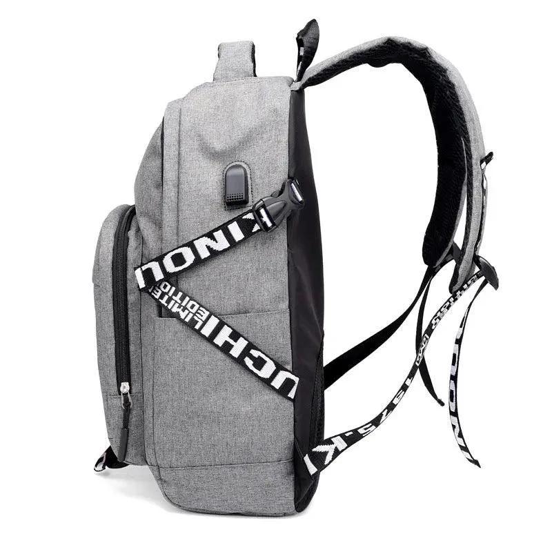 Mandotos laptop backpack with USB charging port, black textile, ergonomic shoulder straps, and multiple compartments for tech gear.