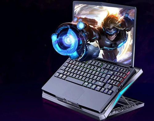 Mandotos foldable laptop radiator cooling base with adjustable height and built-in fans for improved airflow and cooling.
