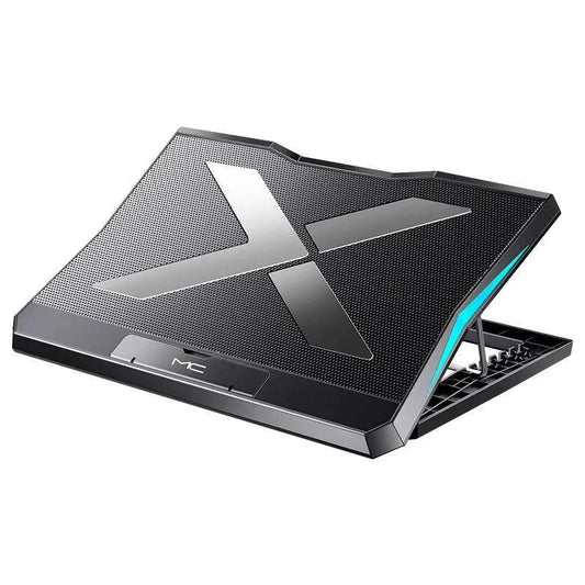 Mandotos foldable laptop radiator cooling base with adjustable height and ventilated design for improved airflow and cooling.