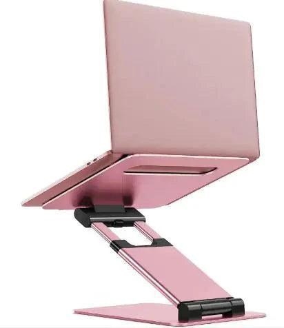 Mandotos laptop stand for desk with 360° rotating base, adjustable height and ergonomic design for comfortable workspace setup