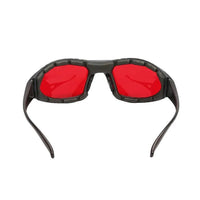 Mandotos LaserGuard OD5 protection glasses with yellow-tinted lenses for 500-550nm and 590nm laser safety.