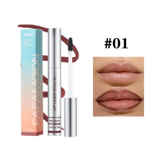 Mandotos Lasting Definition Lip Liner in No Fade, close-up of the sleek black pencil with the product name on the packaging.