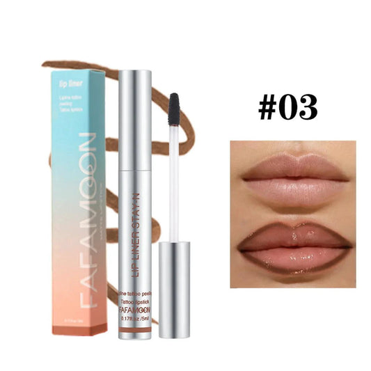 Mandotos Lasting Definition Lip Liner in No Fade, close-up of the sleek pencil with sharp tip, ready for precise lip outlining.