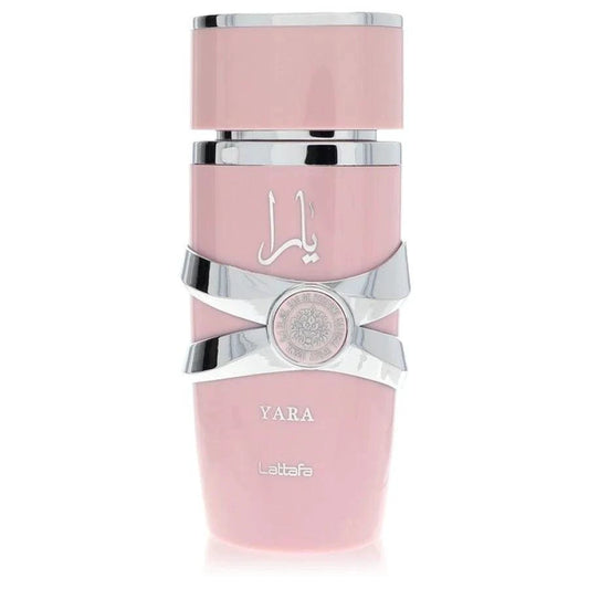 Mandotos LATTAFA Yara Eau de Toilette for women, 3.4 fl oz, long-lasting floral fragrance with elegant bottle design.
