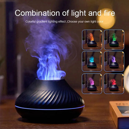 Mandotos Lava Glow Essential Oil Nebulizer emitting a gentle mist with glowing LED light, designed for aromatherapy and relaxation.