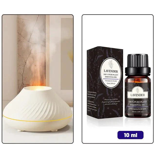Mandotos Lava Glow essential oil nebulizer with a sleek black design and glowing lava lamp effect.