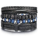Layered leather charm bracelet with metal and bead accents from MANDOTOS, stylish accessory for casual or boho outfits.