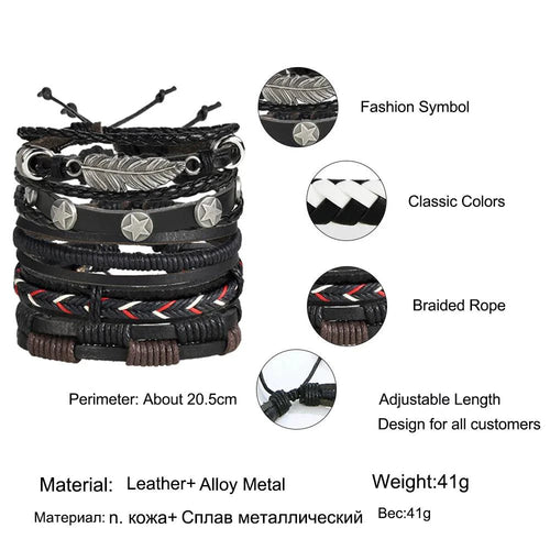 Layered leather charm bracelet by MANDOTOS featuring multiple leather strands and decorative metal charms.