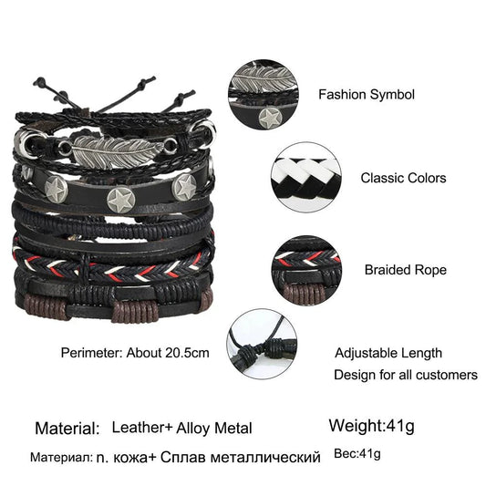 Layered leather charm bracelet by MANDOTOS featuring multiple leather strands and decorative metal charms.
