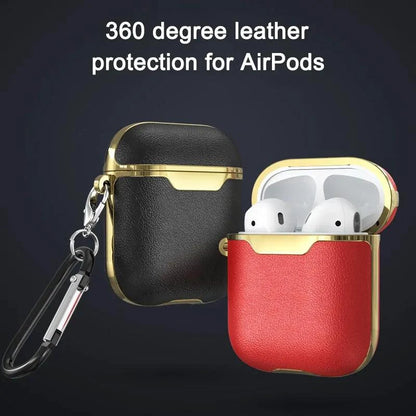 Mandotos leather case for AirPods, soft brown protective cover with precise cutouts, fits AirPods charging case securely.