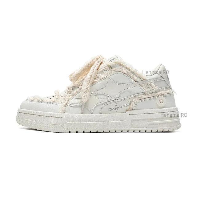 Mandotos leather casual sneakers with white soles and sleek design, ideal for everyday wear and stylish comfort.