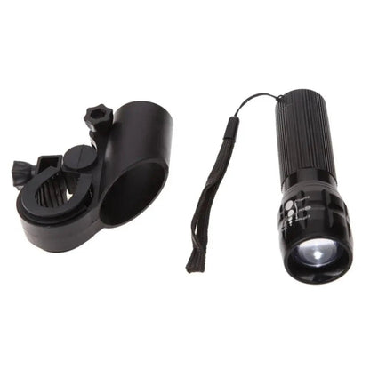 Mandotos LED bike lights with 3 lighting modes mounted on a bicycle for enhanced visibility and safety during night riding.