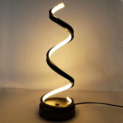 Mandotos LED Elegance Spiral Desk Light with sleek design and adjustable brightness on a modern workspace.