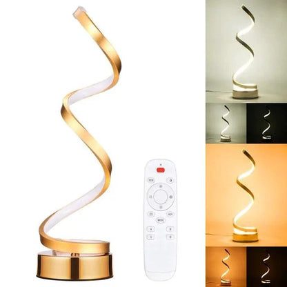 Mandotos LED Elegance Spiral Desk Light illuminating a workspace with modern, sleek design and adjustable brightness.