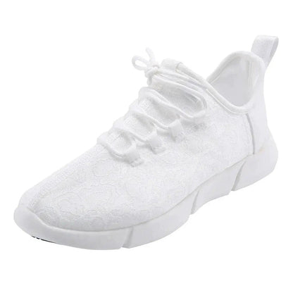 Mandotos LED fiber optic shoes with illuminated soles and vibrant light effects, designed for stylish nighttime wear.