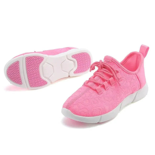 Mandotos LED fiber optic shoes with illuminated soles and colorful light displays, designed for stylish lighting effects.
