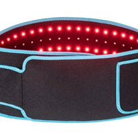 Mandotos LED infrared belt therapy device showing a black belt with LED lights for pain relief and muscle relaxation.