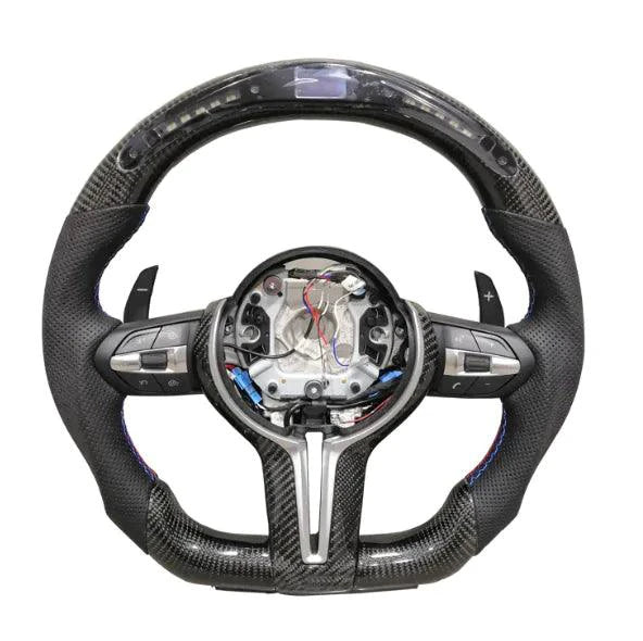 Mandotos LED performance steering wheel with illuminated accents, sports grip, and sleek design for racing or custom vehicles.