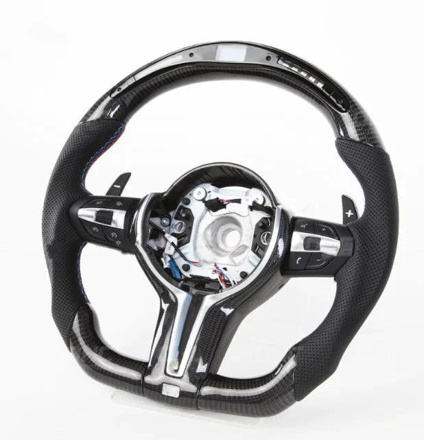 Mandotos LED Performance Steering Wheel with illuminated accents and sporty design for enhanced driving experience.