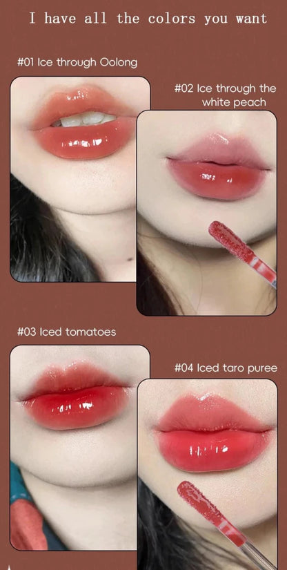Mandotos long-lasting moisturizing lip gloss with waterproof, mirror finish, featuring a smooth, shiny, and hydrating lip shine.