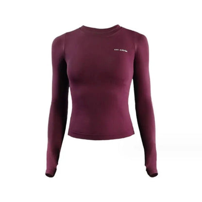 Mandotos long sleeve yoga shirt for women, sporty fitness top, ideal for gym and running with comfortable jersey fabric