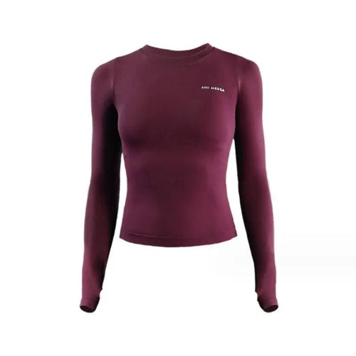 Mandotos long sleeve yoga shirt for women, sporty fitness top, ideal for gym and running with comfortable jersey fabric