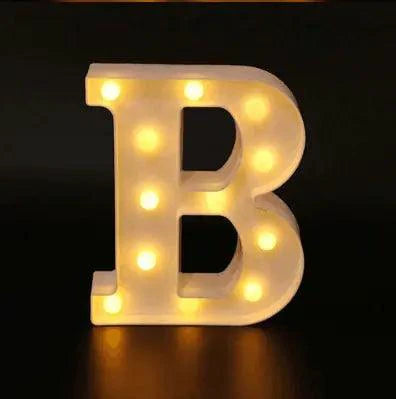 Mandotos luminous letter lights spelling out a word, mounted on a wall with a warm glow, ideal for stylish room decor or ambiance.