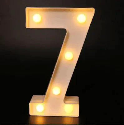 Mandotos luminous letter lights spelling out decorative illuminated alphabet letters on a wall.