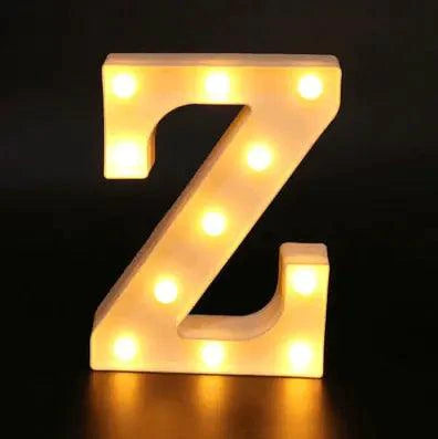 Mandotos luminous letter lights spelling out words, illuminated LED signs for room decor or events.