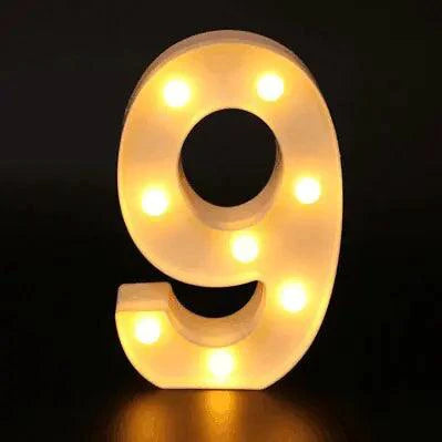 Mandotos luminous letter lights spelling out a word, warm glowing LED lights on a white background, decorative lighting for rooms.