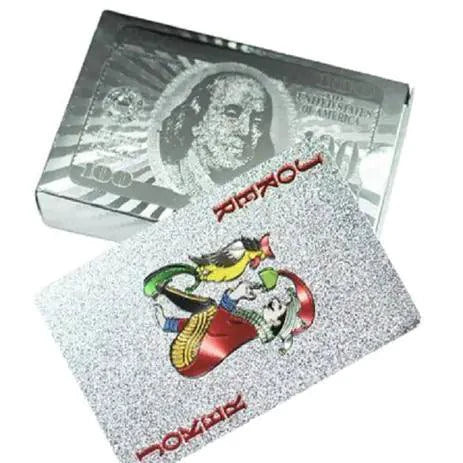 Mandotos Luxe Golden Silver Poker Cards featuring elegant gold and silver designs on standard playing card backs.