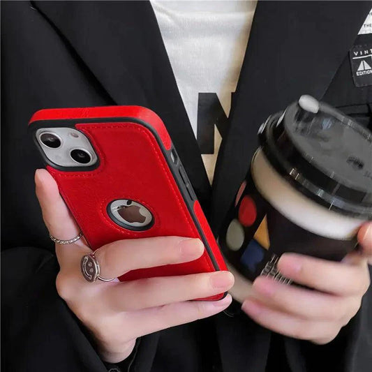 Black luxurious leather sleeve by MANDOTOS, showcasing smooth texture and elegant design for stylish protection.
