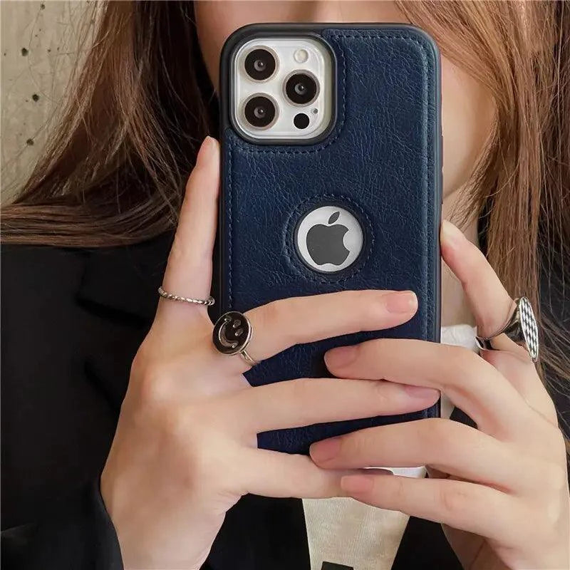 Luxurious MANDOTOS leather sleeve with smooth texture and sleek design, perfect for protecting and stylishly carrying devices.