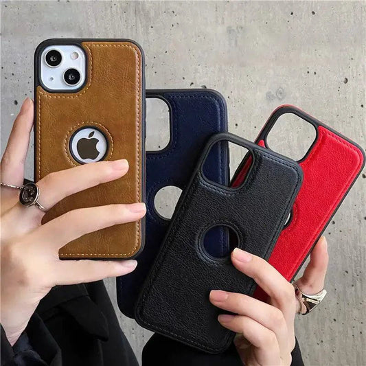 Luxurious leather sleeve by MANDOTOS, showcasing smooth, high-quality leather with sleek stitching and a stylish, modern design.