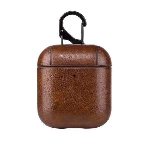 Mandotos Luxury AirPod Leather Protector in black, featuring a sleek, durable leather case for AirPods with a premium finish.