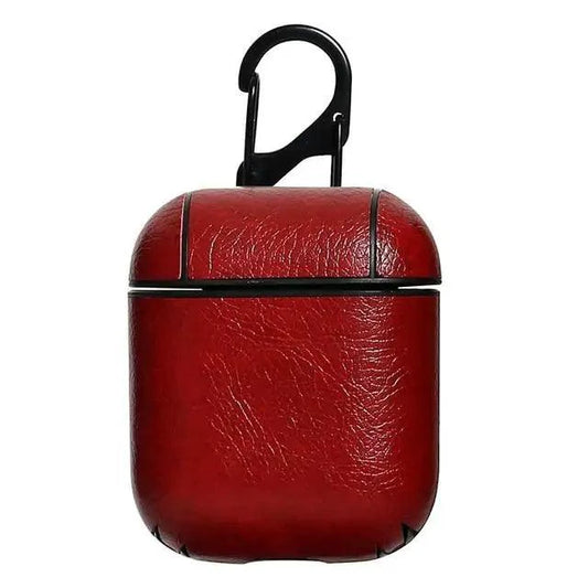 Leather protector case for AirPods by MANDOTOS, featuring a sleek, luxurious leather design and precise cutouts for easy access.