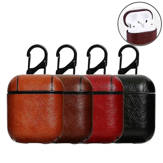 Mandotos Luxury AirPod leather protector in sleek black, designed to safeguard and enhance the look of your AirPods.