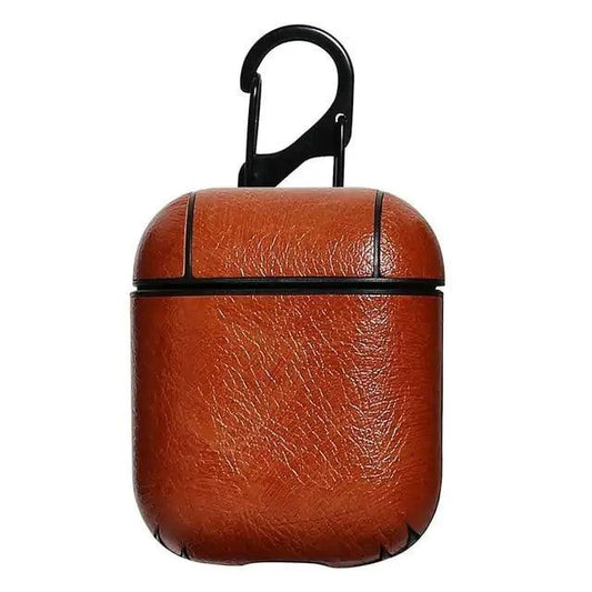 Mandotos Luxury AirPod leather protector case, black with sleek design, fits AirPods for stylish, durable protection.