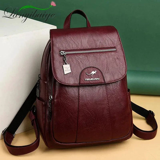 Mandotos luxury embossed leather backpack with stylish design, top handle, and adjustable shoulder straps for casual and professional use.