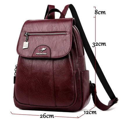 Luxury embossed leather backpack by MANDOTOS featuring stylish design and textured leather finish for everyday use.