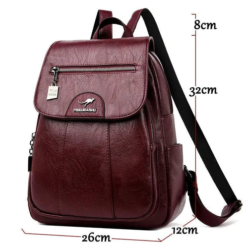 Luxury embossed leather backpack by MANDOTOS featuring stylish design and textured leather finish for everyday use.