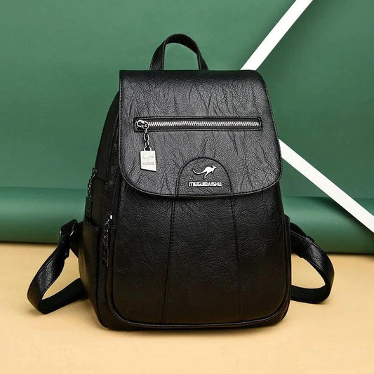 Luxury embossed leather backpack by MANDOTOS, showcasing textured design, sturdy straps, and elegant craftsmanship.