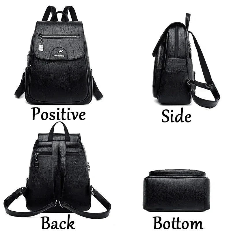 Luxury embossed leather backpack by MANDOTOS featuring textured leather and sleek design, with adjustable straps and stylish accents.
