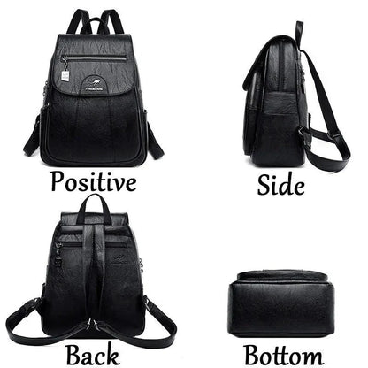 Luxury embossed leather backpack by MANDOTOS featuring textured leather and sleek design, with adjustable straps and stylish accents.