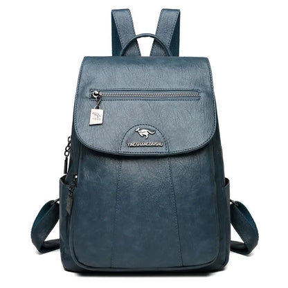 Luxury embossed leather backpack by MANDOTOS featuring detailed stitching, sturdy straps, and a sleek, stylish design.