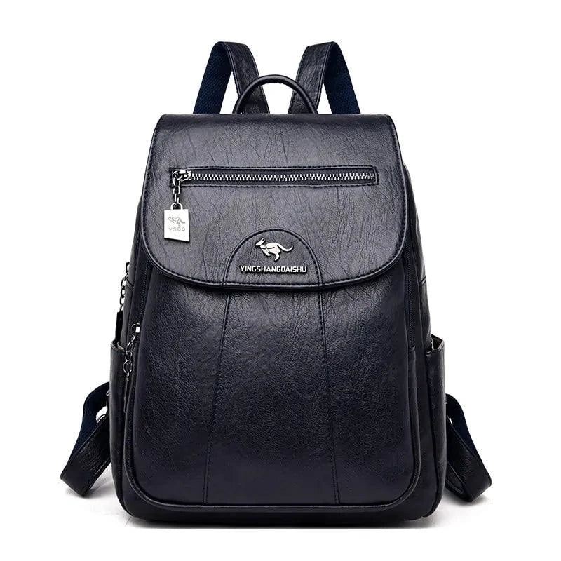 Luxury embossed leather backpack by MANDOTOS featuring textured leather, sturdy straps, and elegant design for stylish everyday use.