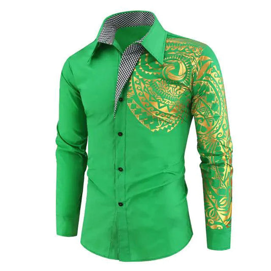 Mandotos luxury black gold men's slim fit long sleeve shirt, stylish and modern for formal or casual wear