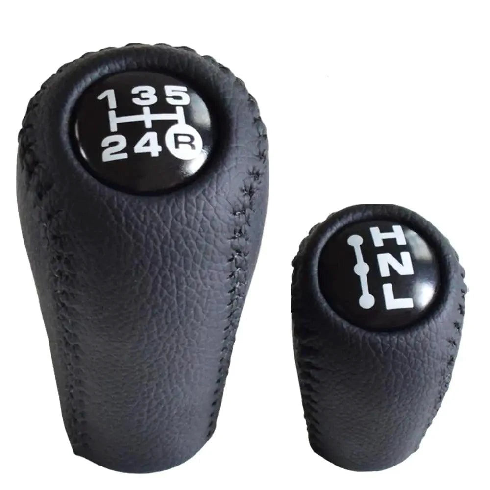 Luxury leather gear shift kit by MANDOTOS featuring premium stitching and sleek design for a stylish car interior upgrade.